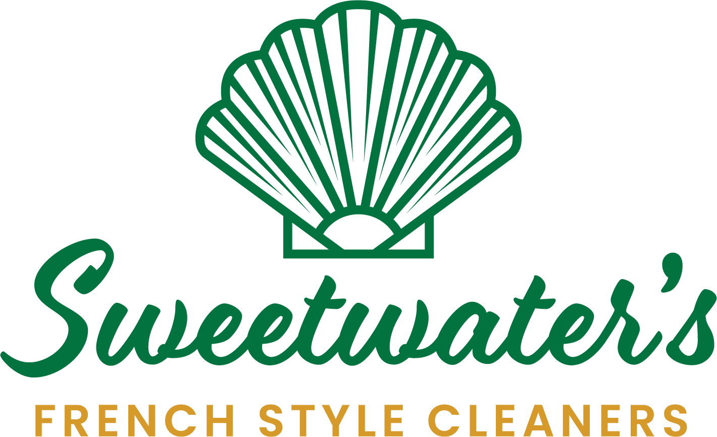 A green and yellow logo for sweetwate 's french style cleaning.
